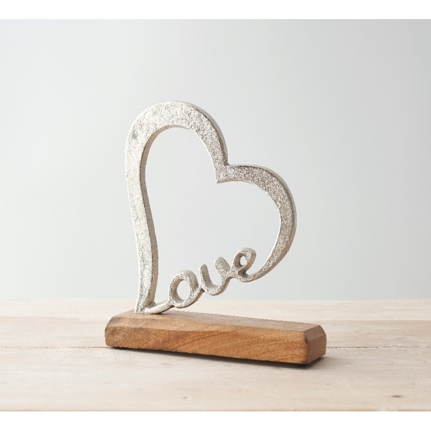 Love Heart Ornament On Block, 20.5cm 