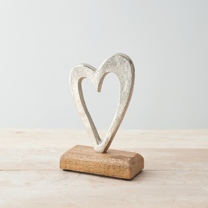 Heart Ornament On Block, 16cm 