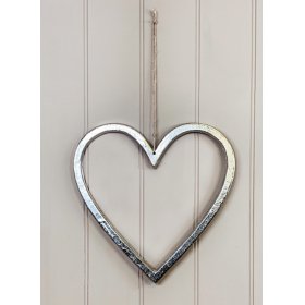  A small and simplistic ornamental heart set with a distressed feature and jute string hanger 