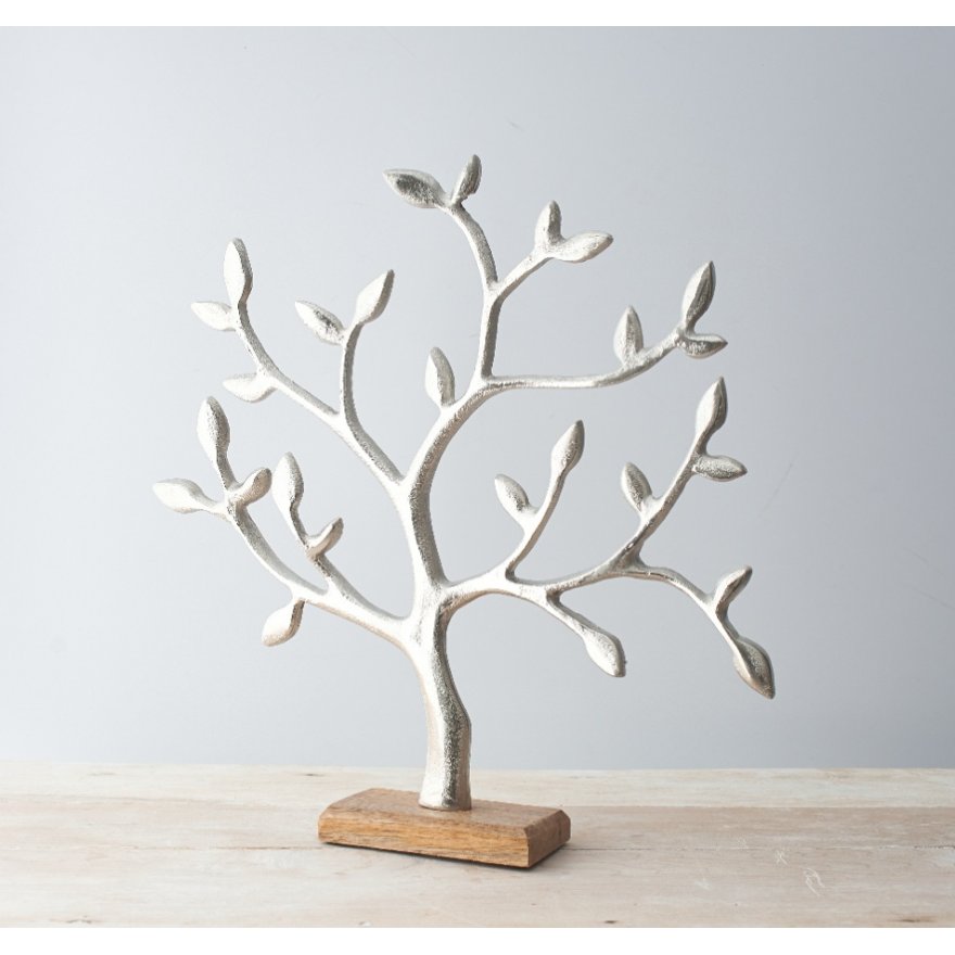 Silver Aluminium Tree On Block Base, 44cm 