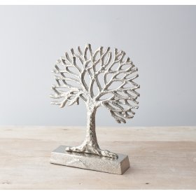 A beautifully distressed inspired ornamental tree of life decoration, set with a sleek silvered tone 