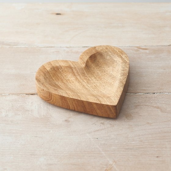 Small Rustic Wooden Heart Dish - Qwinkydink