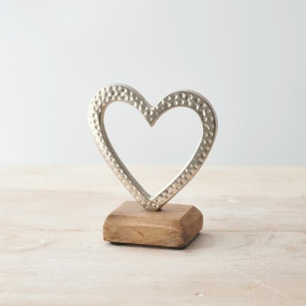 Hammered Heart on Block, 12cm 