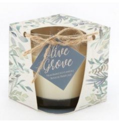 A sweetly scented candle from the Olive Grove Range, sure to bring a delightful aroma to any space 