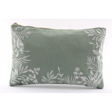 Green Leaf Embroidered Toiletries Bag, 36cm