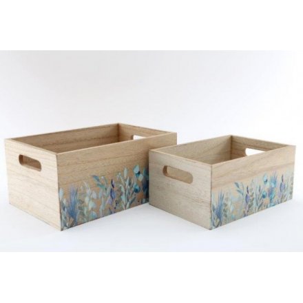 Olive Grove Wooden Crate Set of 2