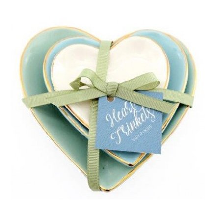  Assorted by their pretty colours and sizes, these small heart trinket dishes also display pretty golden edges 