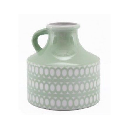 Green & White Porcelain Vase, 15cm 