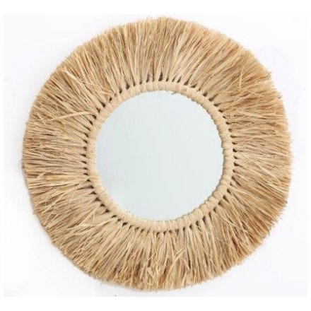 Round Dried Grass Mirror, 55cm 