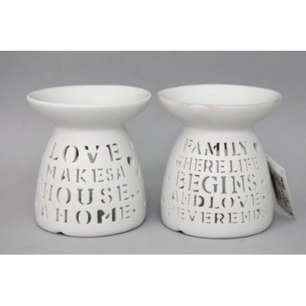 Assorted Home Text Oil Burners, 11cm