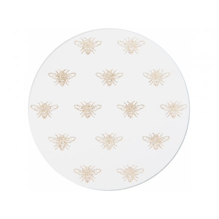 Golden Bees Candle Plates, 10cm 