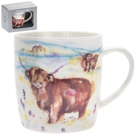 The Country Life Watercolour Highland Cow Mug