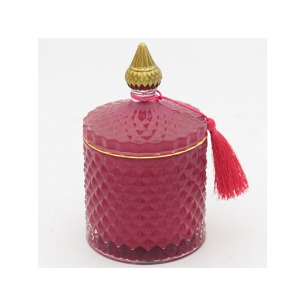 Velvet Rose Diamond Candle Jar, 15cm