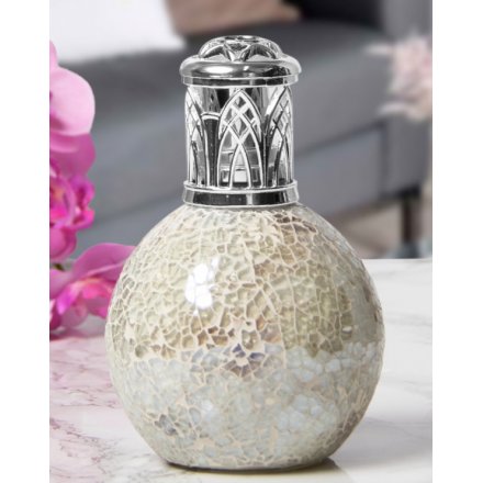  A beautifully decorated Fragrance Lamp in a sleek Pearl Mosaic Crackle design