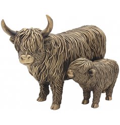  Part of the beautiful Leonardo Range of Reflections Bronzed Ornaments, a pair of charming little highland cows 