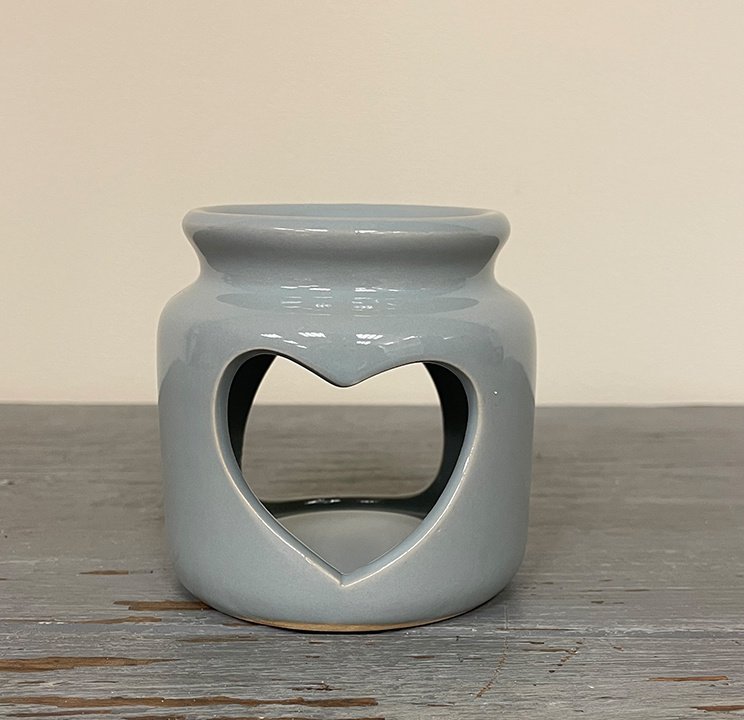 LP46533 / Heart Cut Grey Candle Jar With Wax Dish 52078 Interior