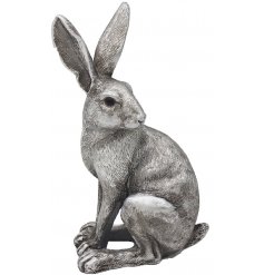 An ornamental Silver Toned Sitting Hare Ornament 