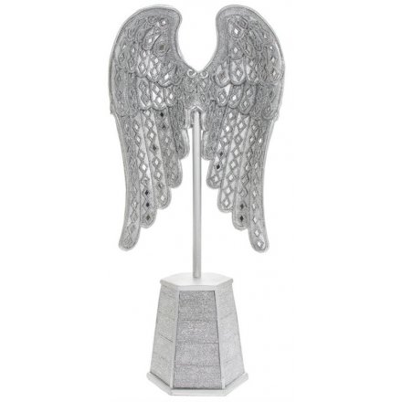  Ornamental Glitter Silver Angel Wings 