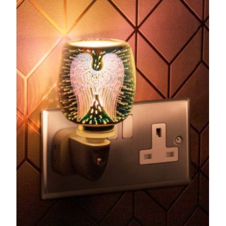  A plug in powered Desire Aroma Dispenser with a beautiful 3D Angel Wing decal and warming glow 
