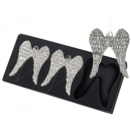 Silver Sparkly Glitter Wings, Set of 3