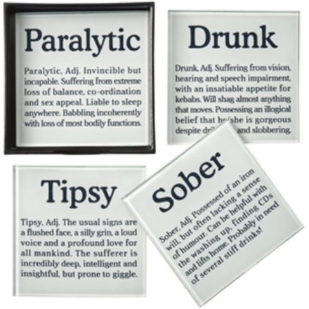Comical Drink Glass Coasters Set Of 4