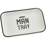   A simple yet quirky ceramic tray with a mustache print and bold Man Tray print 