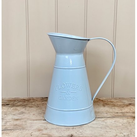  Sure to add a charming touch to your display of artificial blooms in the home, a sleek and simple grey toned metal jug 