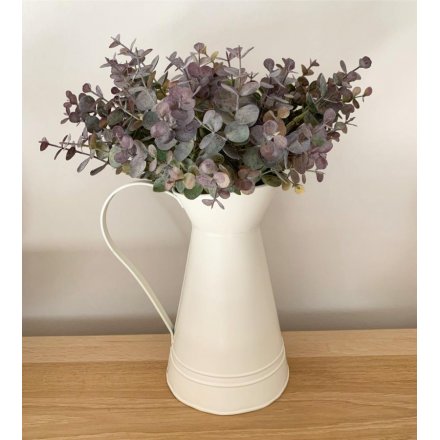  Sure to bring a Country Charm inspired feel to any space its place, a matte cream toned jug with added ridge decals and