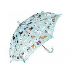 A Childrens Sized Umbrella decorated with a fun dog print!