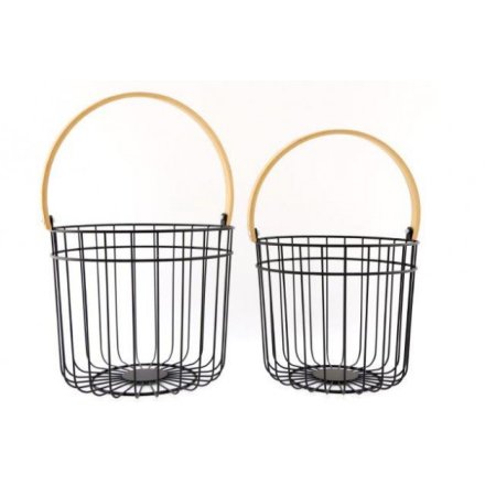 Black Wire Baskets, Set of 2 