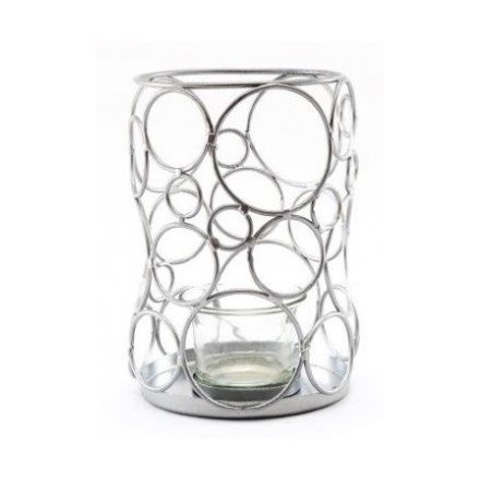 Silver Circle Candle Holder, 15cm 