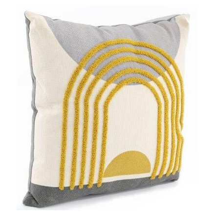 Grey & Yellow Abstract Cushion, 45cm 