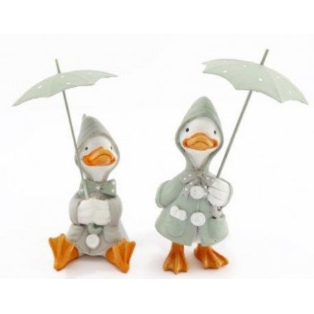 Ducks With Umbrellas, 16cm 