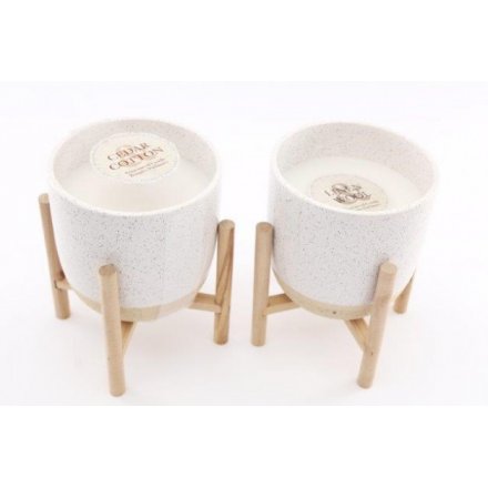Natural Interior Candles On Stands, 12cm 