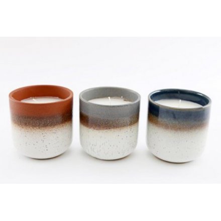 Reactive Glaze Candle Pots, 9.5cm 