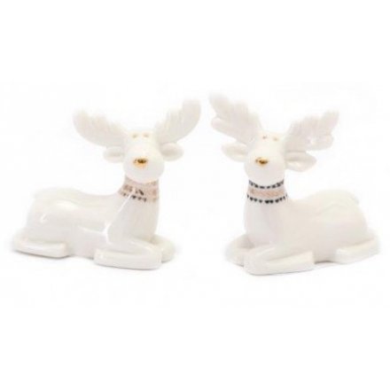 White Ceramic Reindeer, 7cm