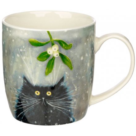 Christmas Cat Porcelain Mug, 9cm
