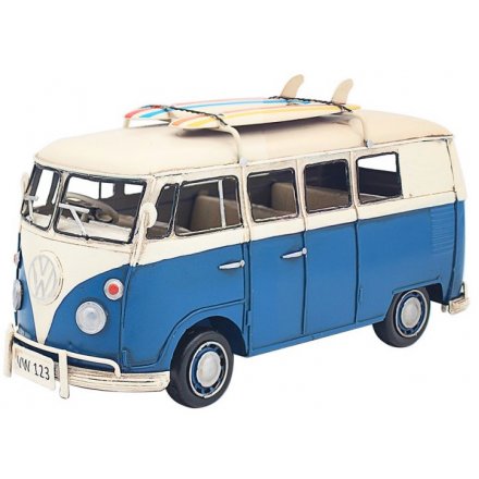 Vintage Blue Camper Van, 31cm 