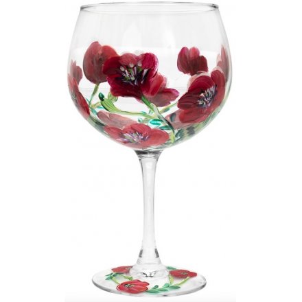 Painted Poppy Gin Glass