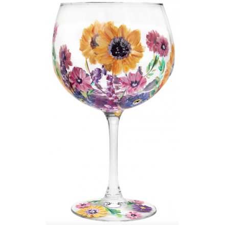 Painted Sunflower Gin Glass 