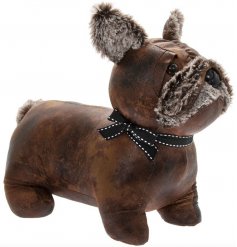 A charming brown toned faux leather doorstop in the popular French Bulldog Breed Design 