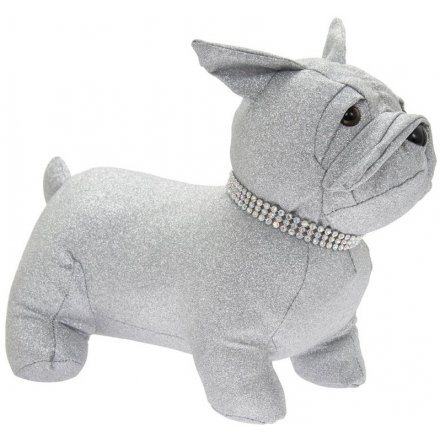 Sparkly Silver Bling French Bulldog Doorstop 