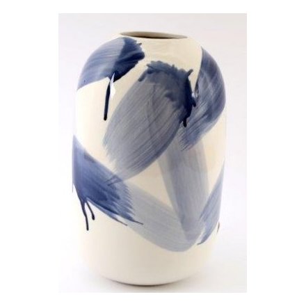 Dolomite White & Blue Vase, 25cm 