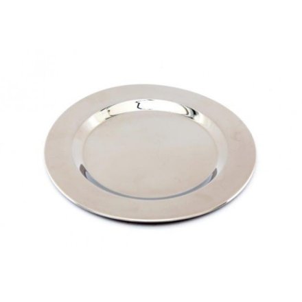  A sleek silver toned steel charger plate, perfect for combining with a wide amount of colours and patterns on your Dini