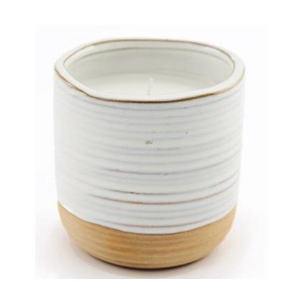 Two Tone Ribbed Candle Pot, 10cm 