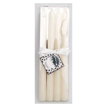 Festive Frost Boxed Dinner Candles, 25cm   
