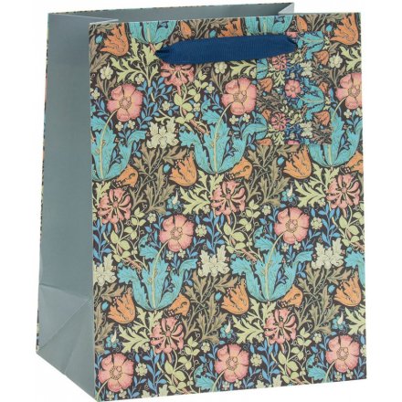 Deep Blue Floral Gift Bag, 23cm 