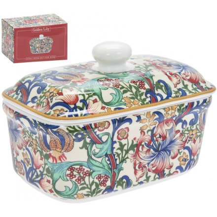Red, Blue & Green Lily Butter Dish