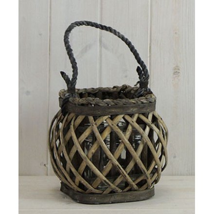 Woven Willow Round Lantern, 16cm 