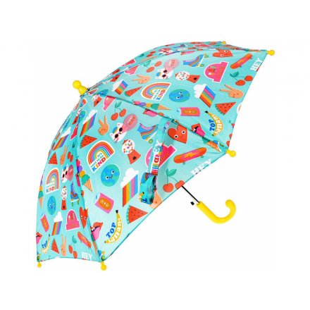Covered in a fun and bright Top Banana print, this fun umbrella will be just what your little ones need to stay dry whil